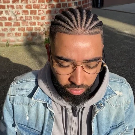 Nattes collées sans motifs tête entière homme - Artcoifshop